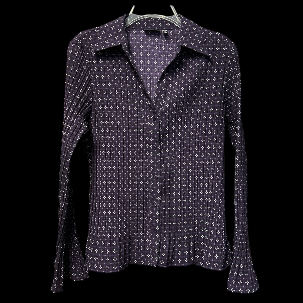 Apt. 9 Women’s Accordion Pleated Bell Sleeve Button Up Top Size Petite Large
